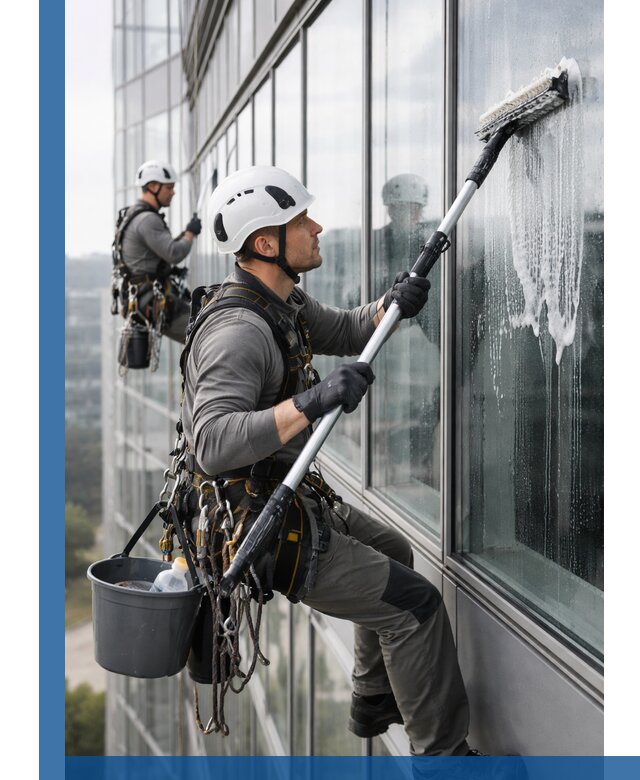 Высотная мойка сплошного остекления с выездом в Кыштыме