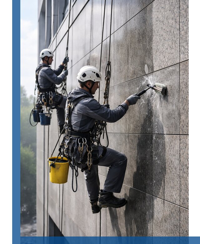 Профессиональная мойка фасада из керамогранита в Кыштыме