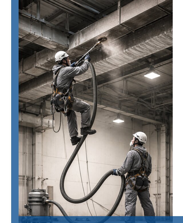 Обеспыливание потолочных конструкций в Кыштыме промышленным альпинизмом