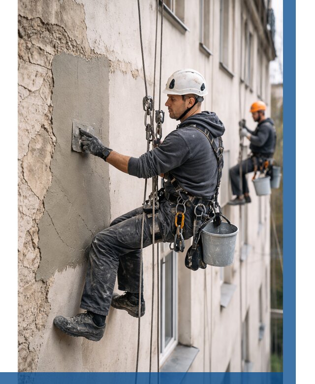 Восстановление штукатурки фасада в Кыштыме от 1246 р. | ВЫСОТНИК-Кшт