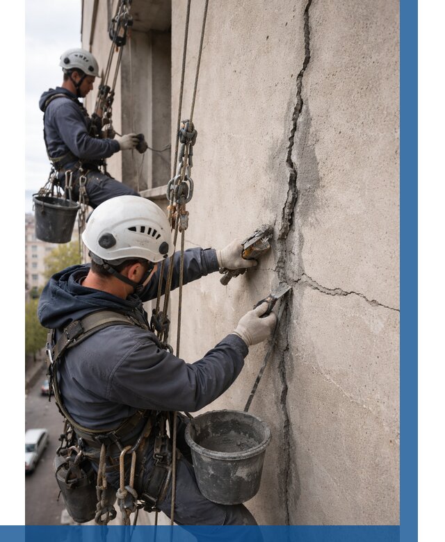 Заделка трещин на фасаде в Кыштыме от 935 р. | ВЫСОТНИК-Кшт