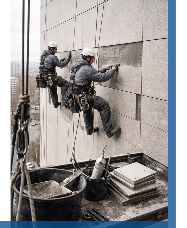 Ремонт фасада из керамогранита в Кыштыме от 2597 р. | ВЫСОТНИК-Кшт