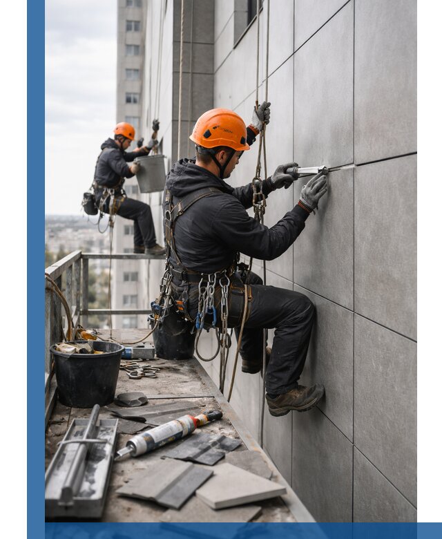 Профессиональный ремонт фасада из керамогранита в Кыштыме