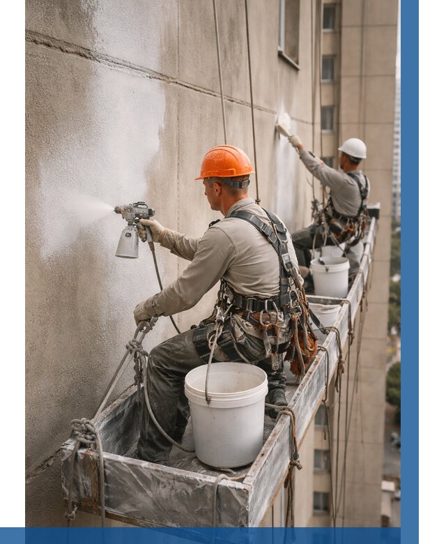 Грунтовка фасада на высоте в Кыштыме от 125 р. | ВЫСОТНИК-Кшт