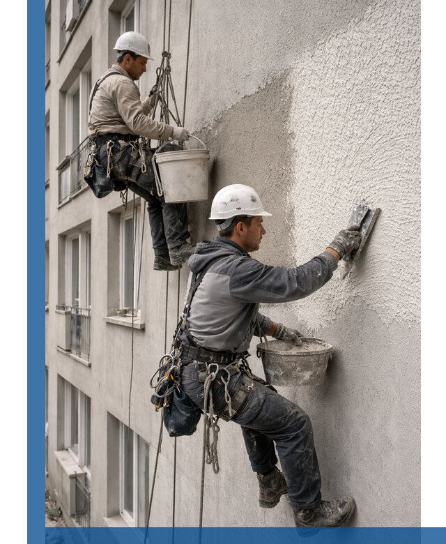 Нанесение декоративной штукатурки короед на фасад в Кыштыме