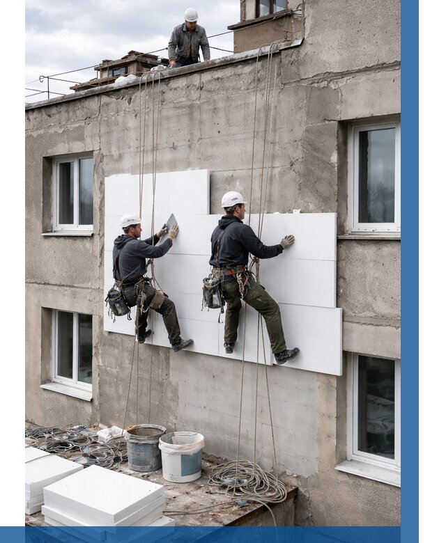 Утепление фасада пенополистиролом в Кыштыме от 1869 р. | ВЫСОТНИК-Кшт