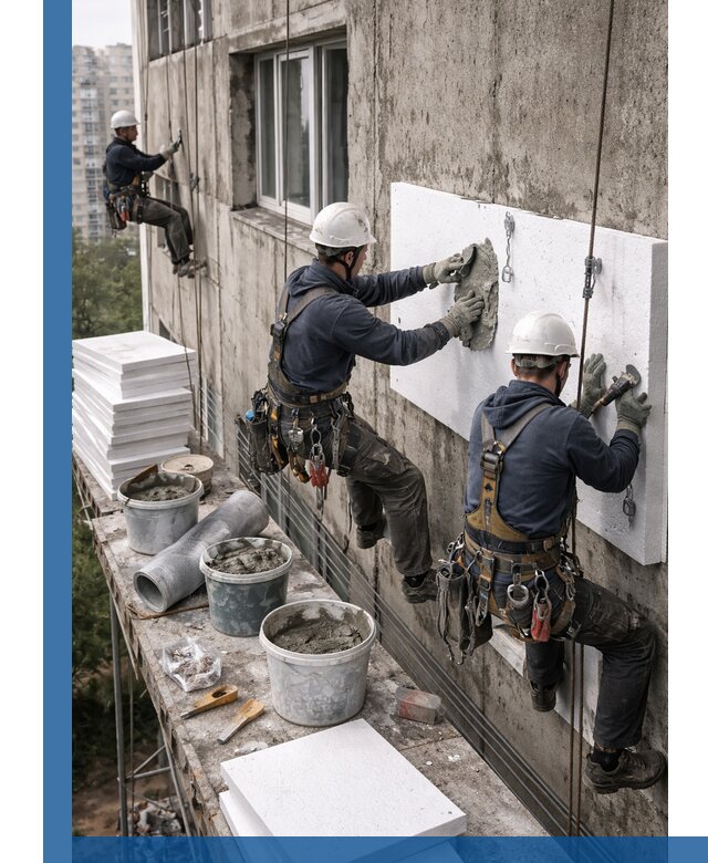 Утепление фасада пенополистиролом в Кыштыме под ключ