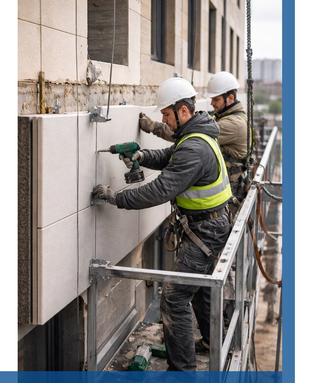 Монтаж фасадных термопанелей в Кыштыме от 1558 р. | ВЫСОТНИК-Кшт