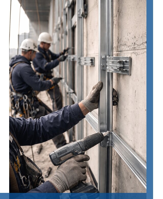 Монтаж подсистемы вентфасада в Кыштыме от 883 р. | ВЫСОТНИК-Кшт