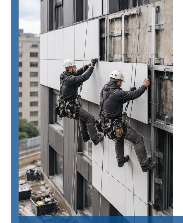 Монтаж композитных панелей фасада в Кыштыме под ключ