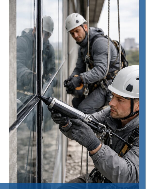 Герметизация витражных швов в Кыштыме от 675 р. | ВЫСОТНИК-Кшт