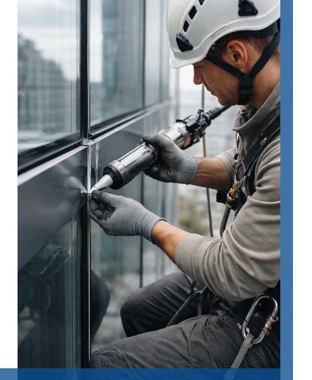 Герметизация стыков витража в Кыштыме от 1246 р. | ВЫСОТНИК-Кшт