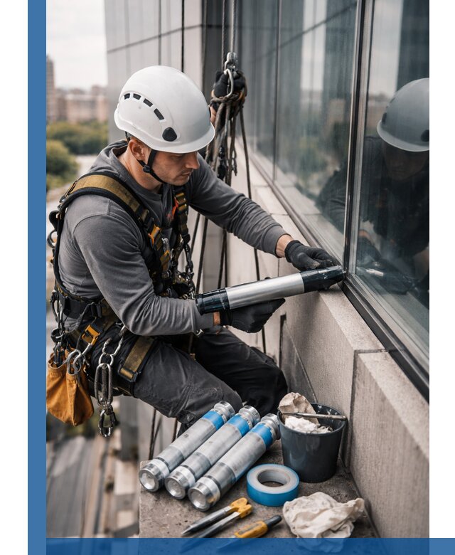 Герметизация стыков витража в Кыштыме для герметичных фасадов