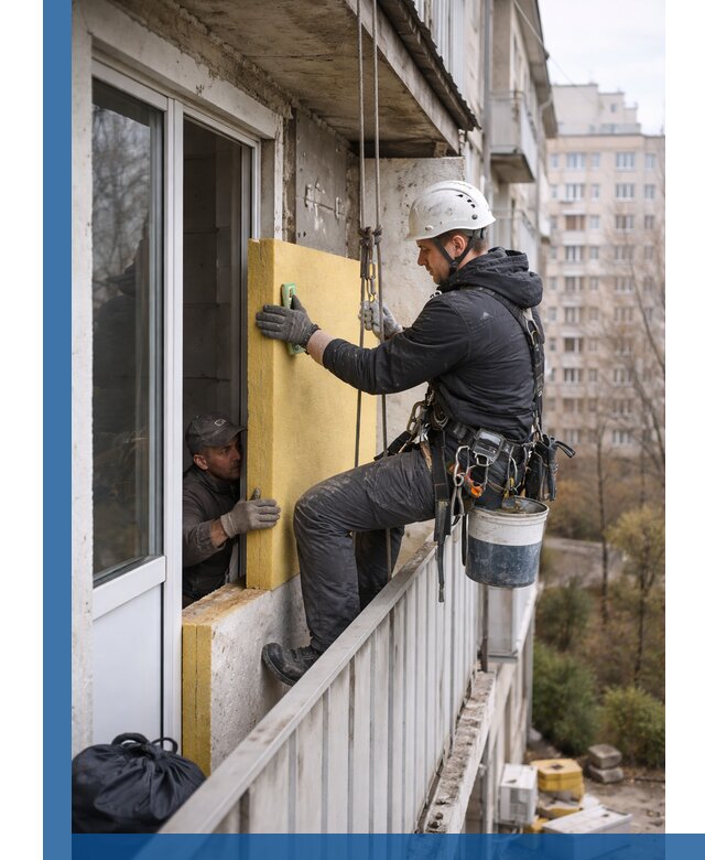 Профессиональное утепление балкона снаружи в Кыштыме под ключ
