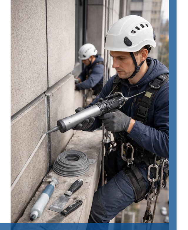 Герметизация деформационных швов фасада в Кыштыме от 727 | ВЫСОТНИК-Кшт