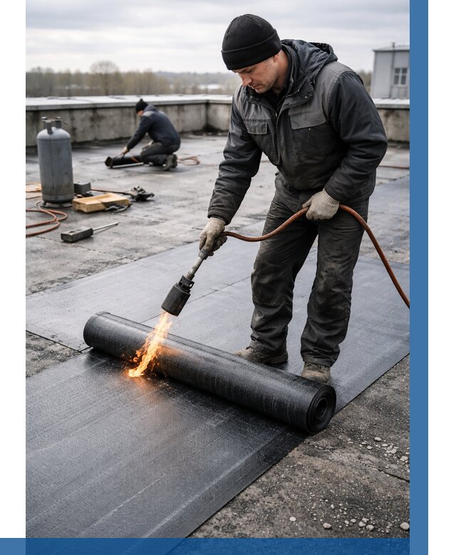 Ремонт наплавляемой кровли в Кыштыме от 727 р. | ВЫСОТНИК-Кшт