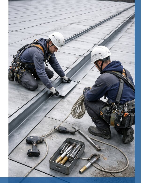 Ремонт фальцевой кровли в Кыштыме от 727 р. | ВЫСОТНИК-Кшт