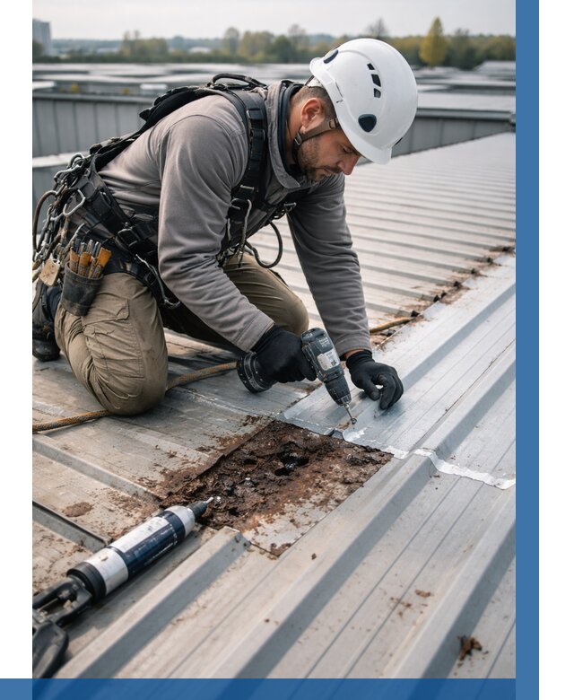 Ремонт профнастила на кровле в Кыштыме от 727 р. | ВЫСОТНИК-Кшт