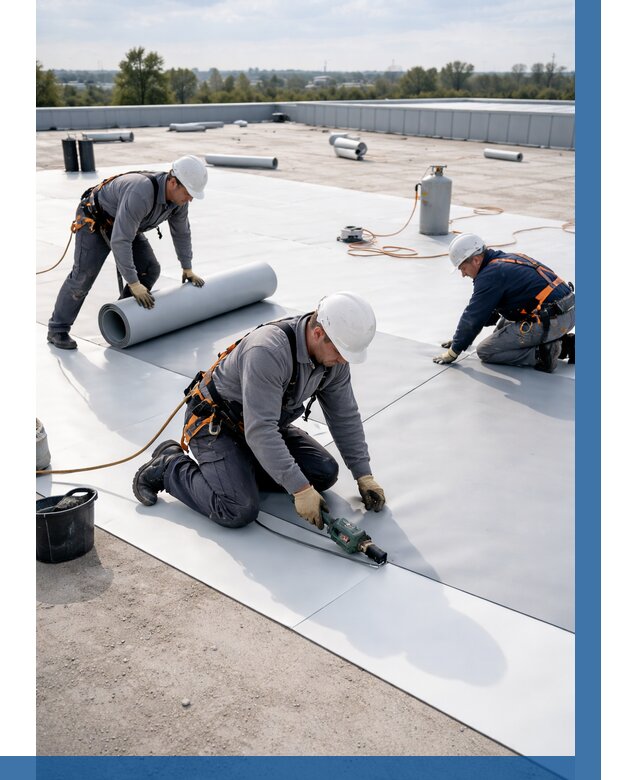 Монтаж мембранной кровли под ключ в Кыштыме от 1246 р. | ВЫСОТНИК-Кшт