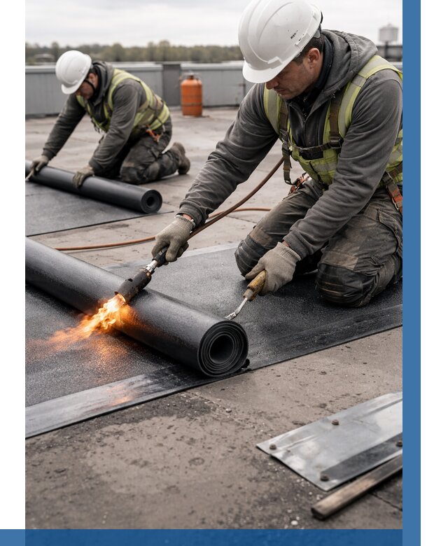 Монтаж наплавляемой кровли в Кыштыме от 883 р. — ВЫСОТНИК-Кшт