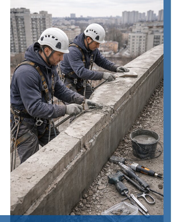 Ремонт парапета на кровле в Кыштыме от 1558 р. | ВЫСОТНИК-Кшт