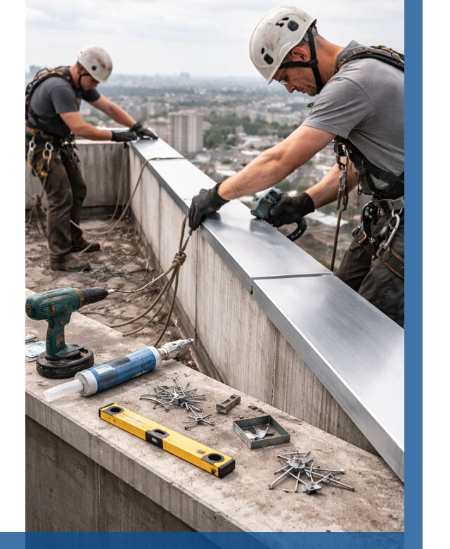 Монтаж парапетных крышек в Кыштыме от 831 р. | ВЫСОТНИК-Кшт