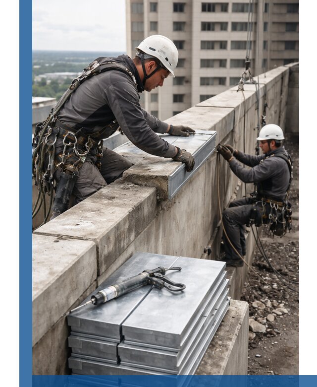 Замена парапетных крышек и установка новых в Кыштыме