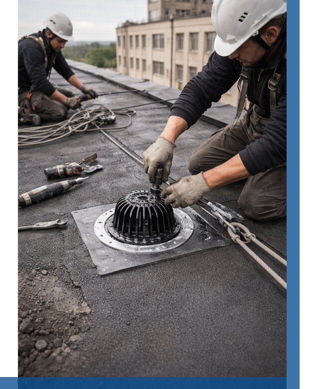 Установка водосточных воронок в Кыштыме цена от 3635 р. | ВЫСОТНИК-Кшт