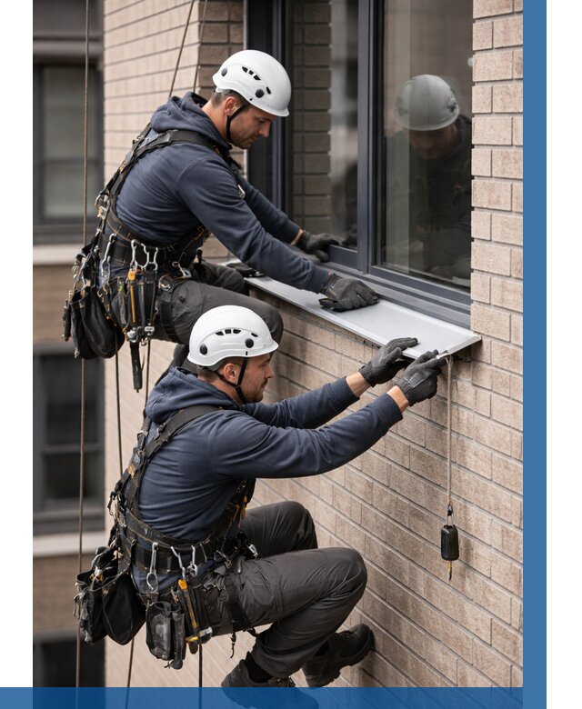 Монтаж оконных отливов под ключ в Кыштыме от 3635 р. | ВЫСОТНИК-Кшт