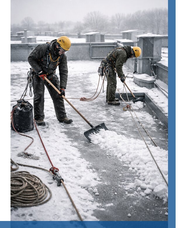 Очистка крыши от снега в Кыштыме от 7790 р. | ВЫСОТНИК-Кшт