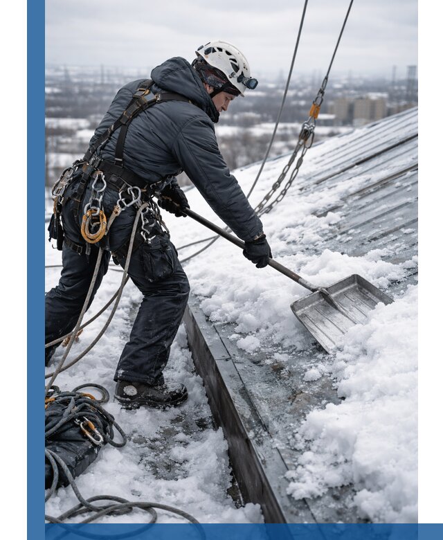 Профессиональная очистка кровли от снега и наледи в Кыштыме