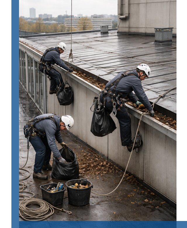 Очистка кровли по периметру в Кыштыме силами промышленных альпинистов