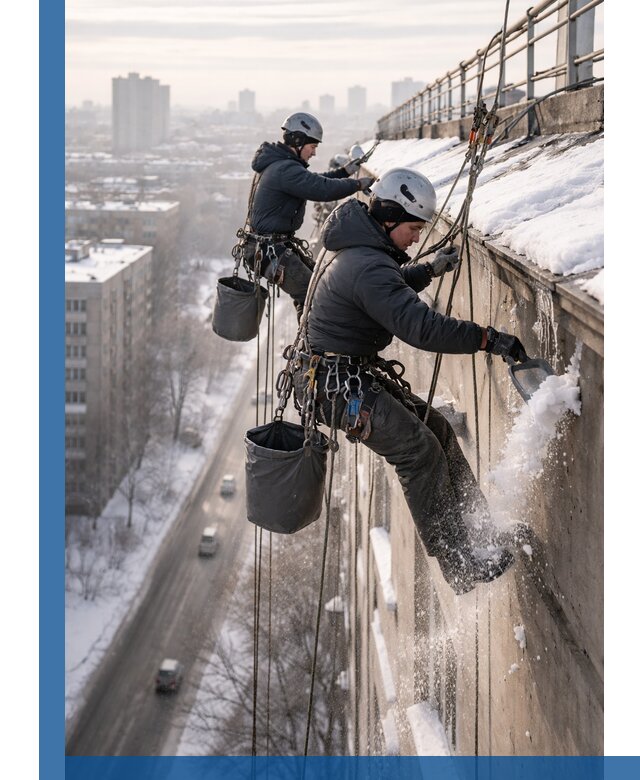Очистка карнизов от снега в Кыштыме профессионально и безопасно