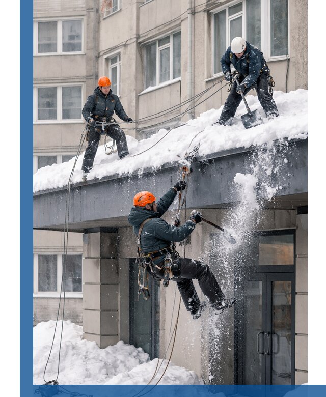 Безопасная очистка навесов от снега в Кыштыме круглогодично