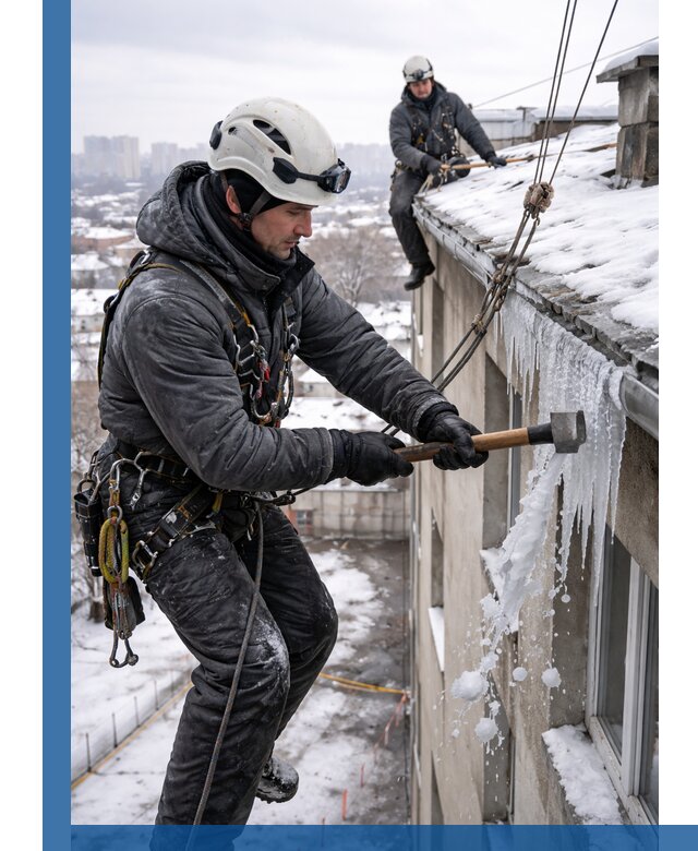 Сбивание и удаление сосулек с крыши в Кыштыме безопасно