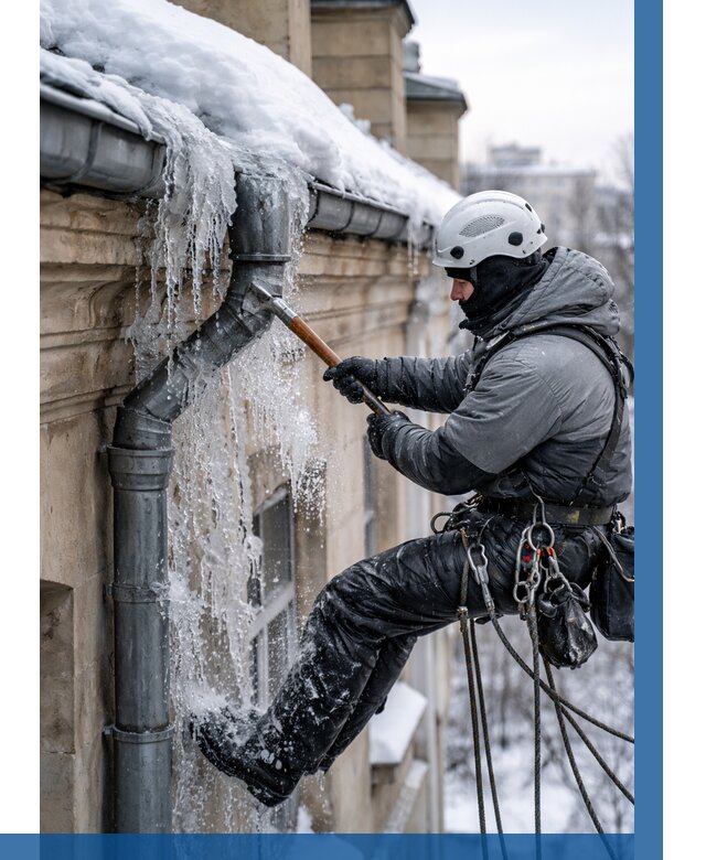 Очистка водостоков от льда в Кыштыме от 3635 р. | ВЫСОТНИК-Кшт