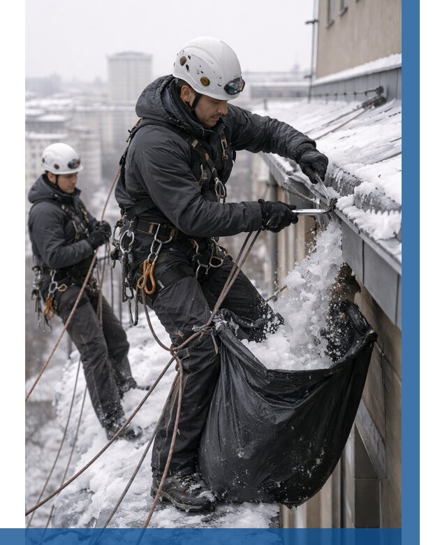 Аварийная очистка крыши в Кыштыме под ключ от 312 р. | ВЫСОТНИК-Кшт