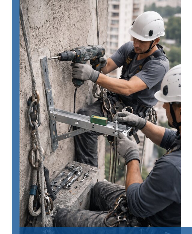 Установка кронштейнов кондиционера и крепежа в Кыштыме