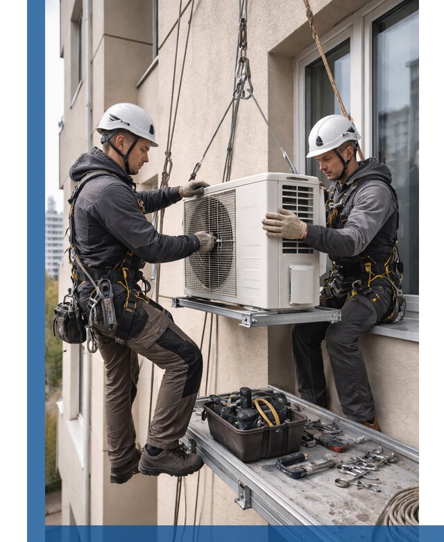 Перенос внешнего блока кондиционера в Кыштыме с монтажом и крепежом