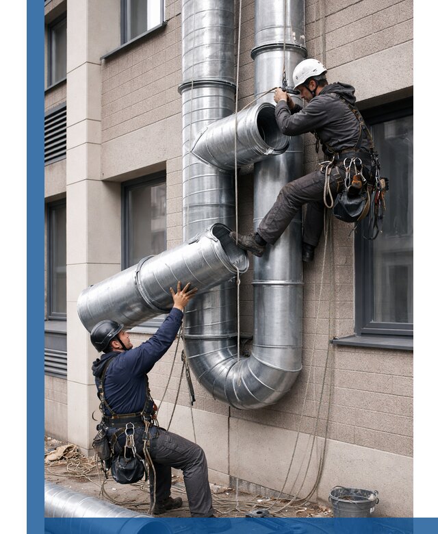 Монтаж фасадных воздуховодов в Кыштыме с герметизацией и крепежом