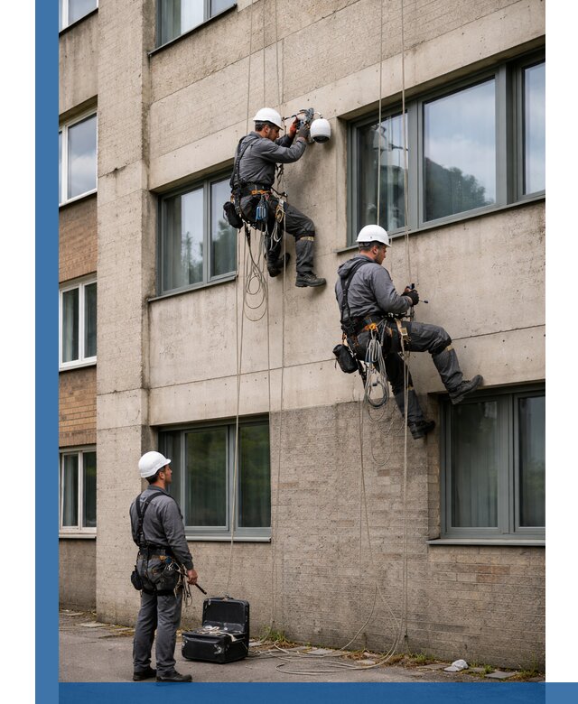 Монтаж фасадных камер видеонаблюдения в Кыштыме под ключ