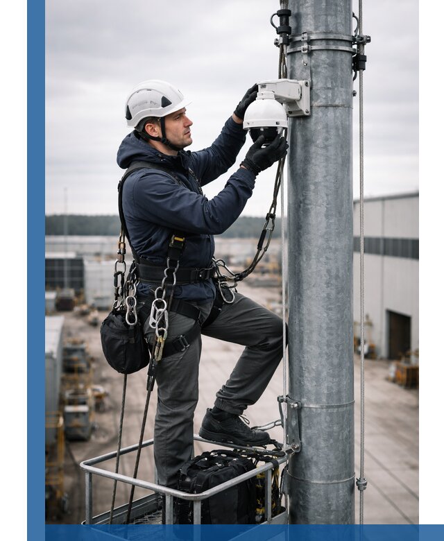 Профессиональная установка видеокамер на мачте в Кыштыме