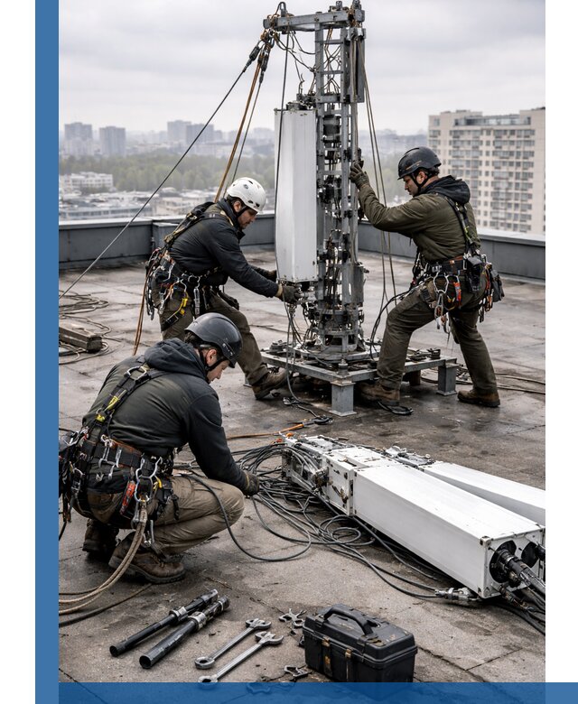 Демонтаж антенн на крыше зданий в Кыштыме с гарантией