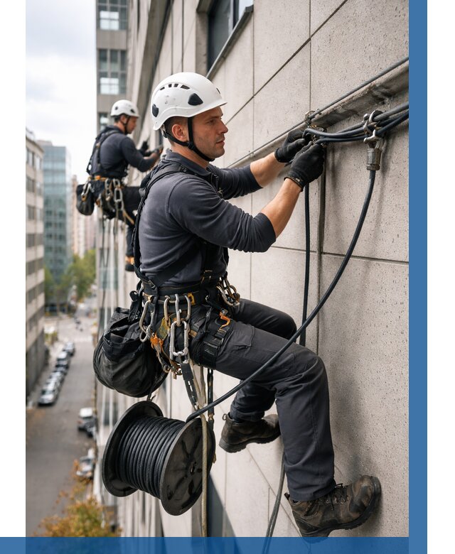 Прокладка кабеля по фасаду в Кыштыме от 364 р. | ВЫСОТНИК-Кшт