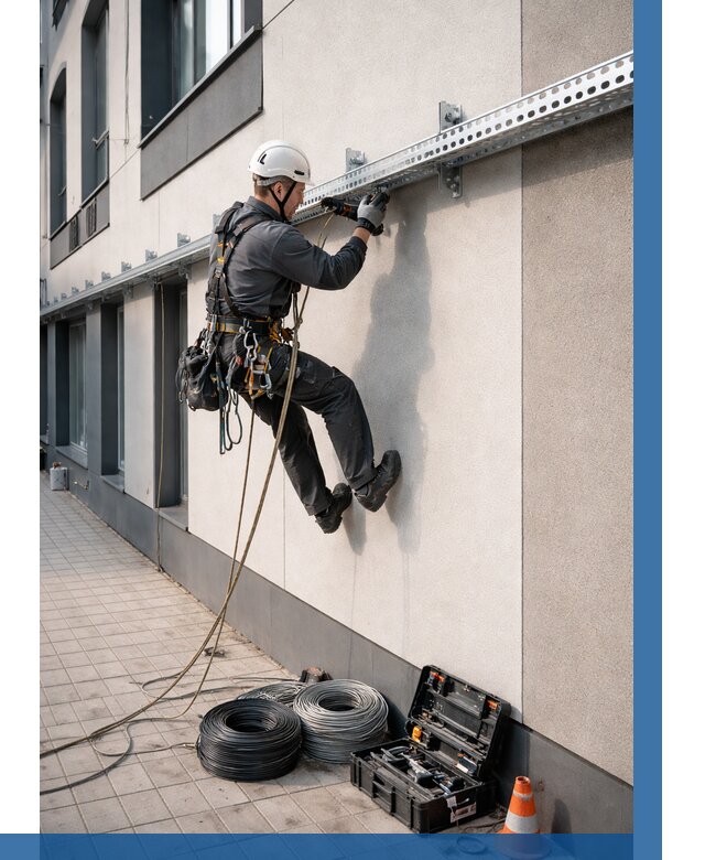 Монтаж кабельных лотков на фасаде в Кыштыме от 1246 р. | ВЫСОТНИК-Кшт