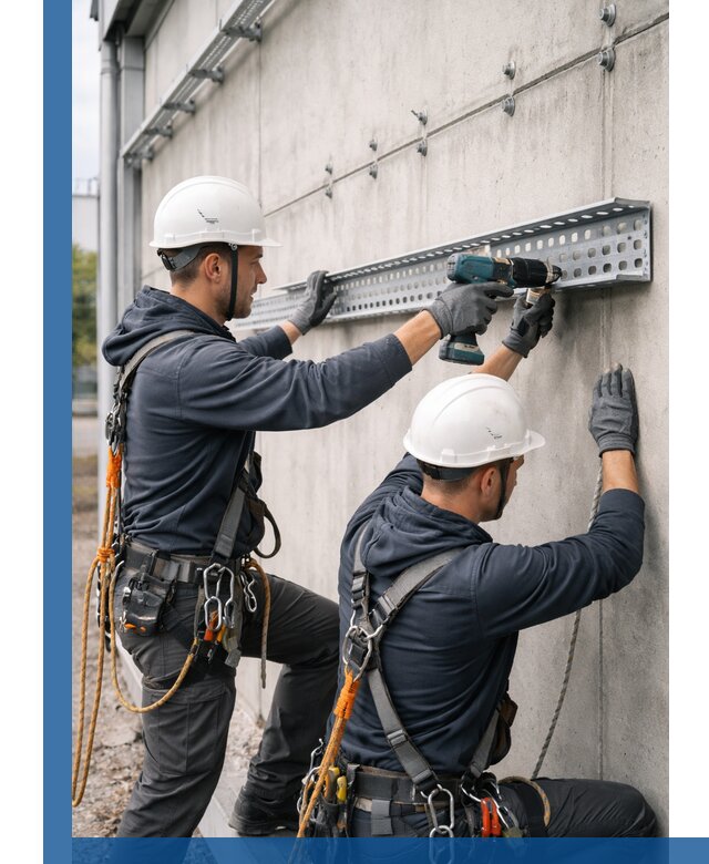 Монтаж кабельных лотков на фасаде зданий в Кыштыме с гарантией