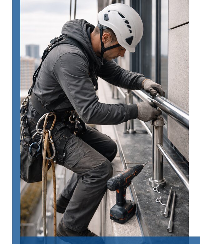 Монтаж ограждений на высоте в Кыштыме для зданий и конструкций