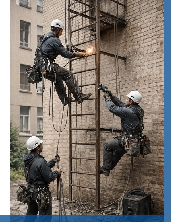 Ремонт пожарной лестницы в Кыштыме от 7790 р. | ВЫСОТНИК-Кшт