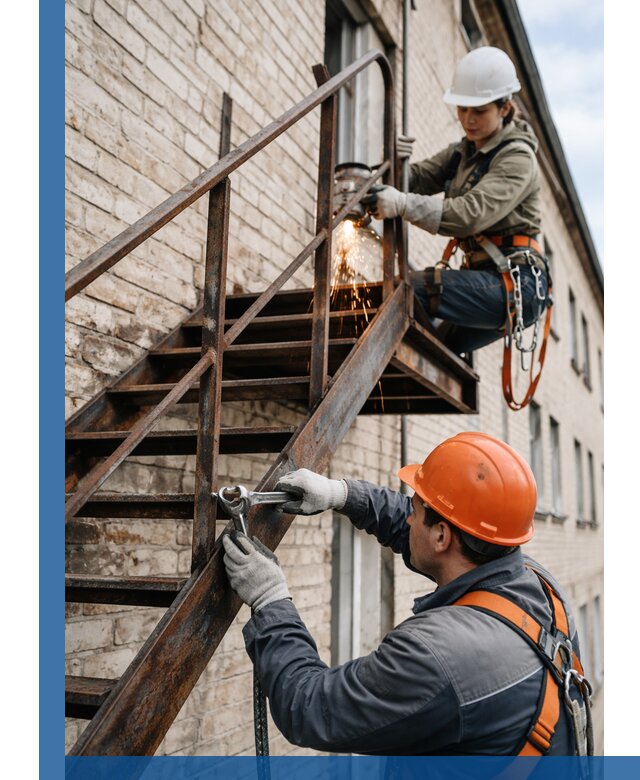 Ремонт и восстановление пожарных лестниц с выездом в Кыштыме