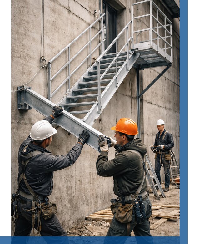 Монтаж металлических лестниц в Кыштыме от 15579 р. | ВЫСОТНИК-Кшт